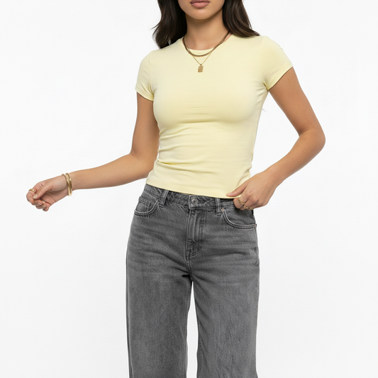 Short Sleeve Round Neck Seamless Sculpt Top