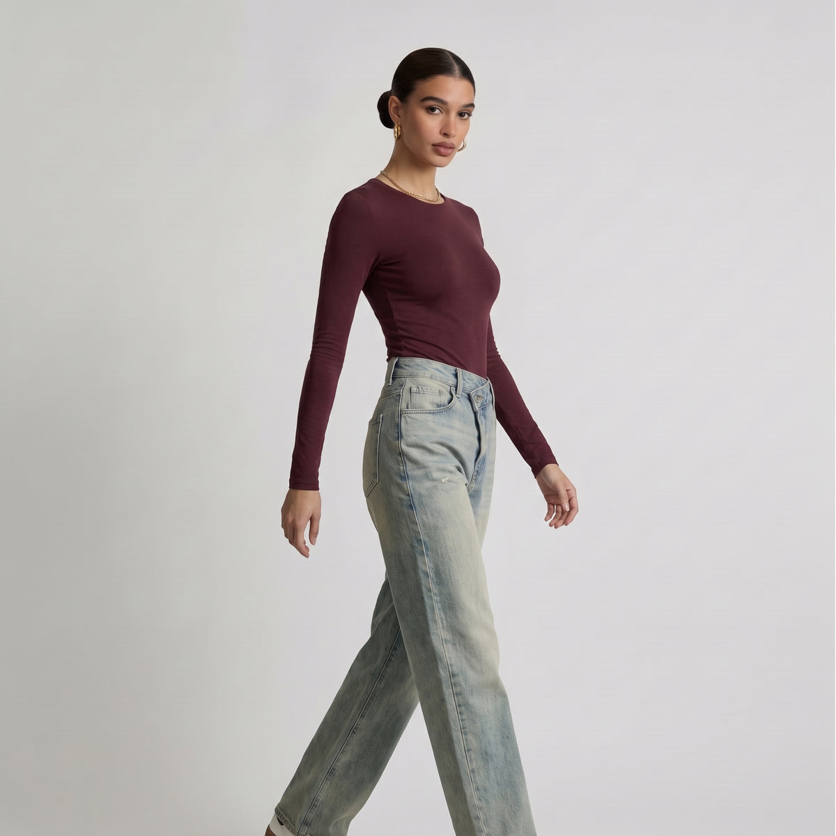 Long Sleeve Round Neck Basic Top