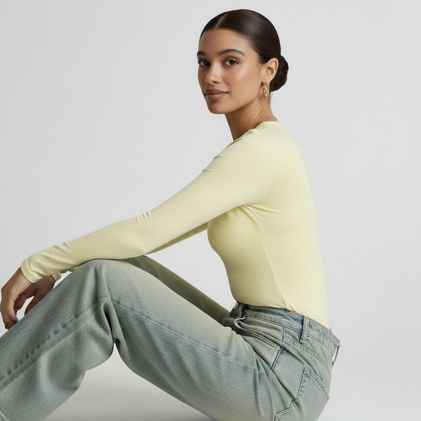 Long Sleeve Round Neck Seamless Sculpt Top