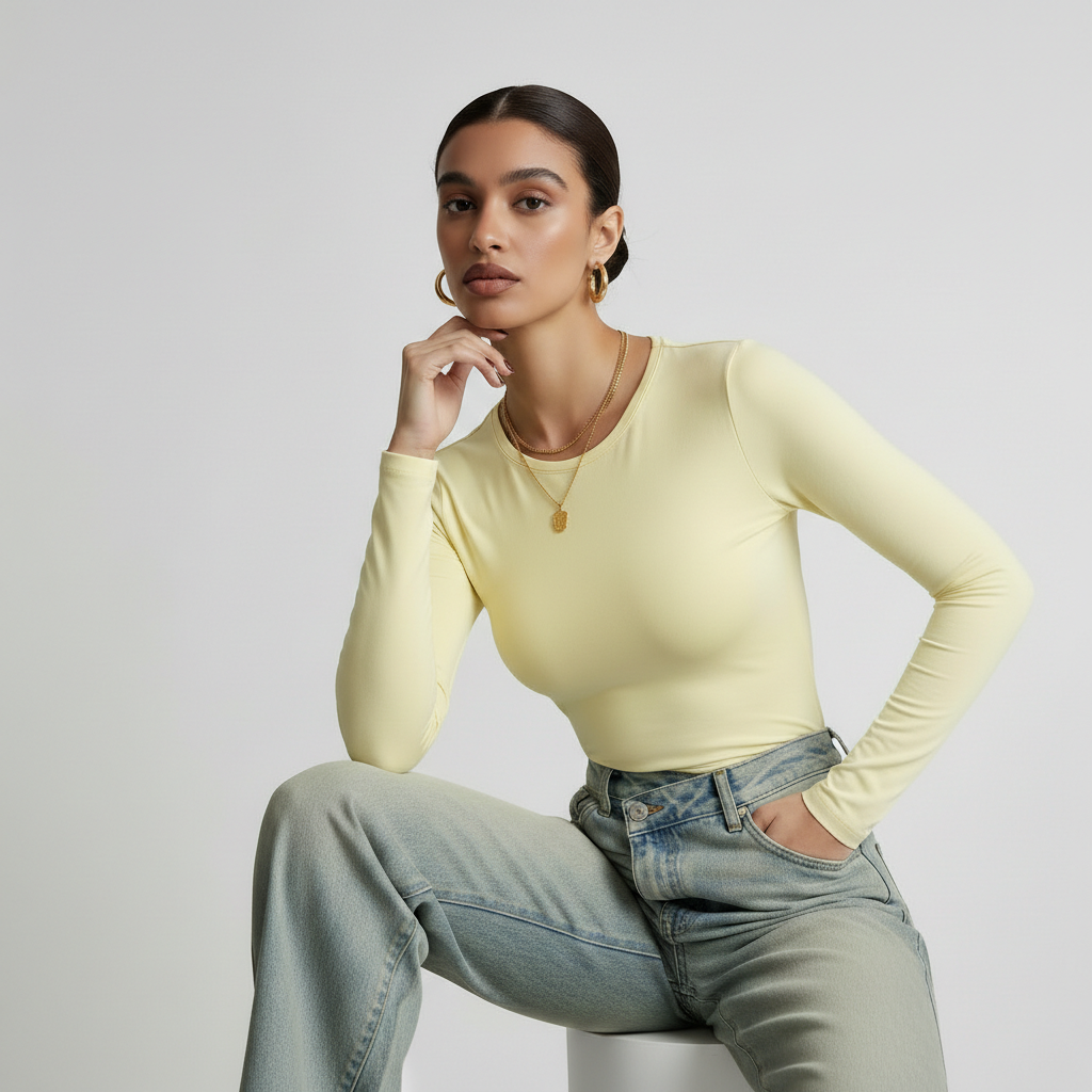 Long Sleeve Round Neck Seamless Sculpt Top