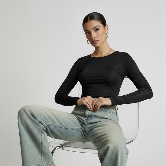 Long Sleeve Round Neck Seamless Sculpt Top