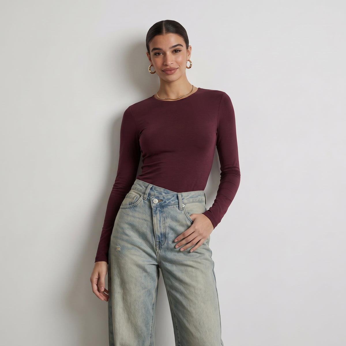Long Sleeve Round Neck Basic Top