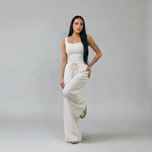 White Square Neck Tank Top