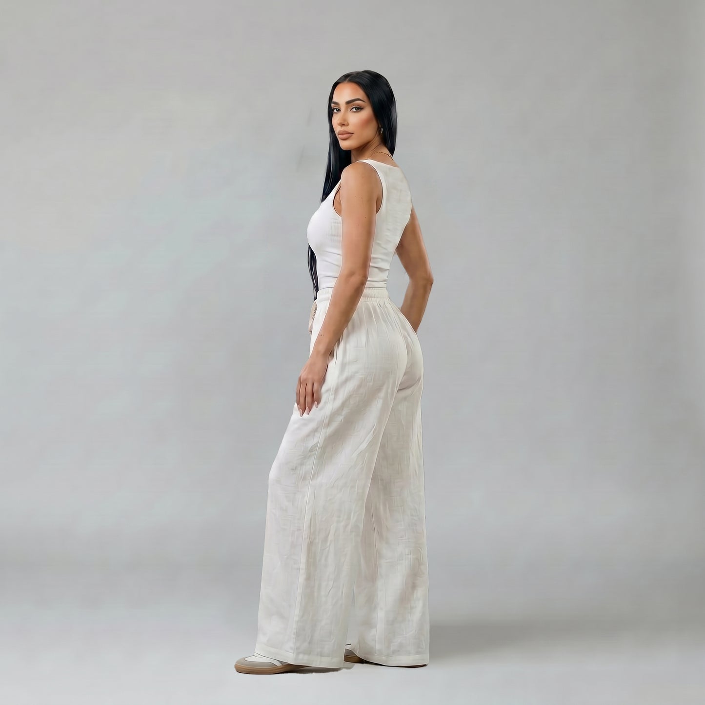 White Square Neck Tank Top